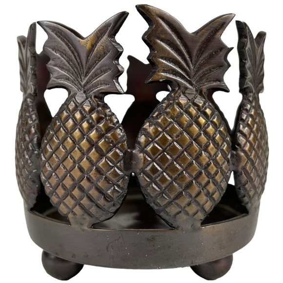 Metal Pineapple Candle Holder Tropical Fruit Beach Hawaii California Heavy Artsy - Picture 1 of 9